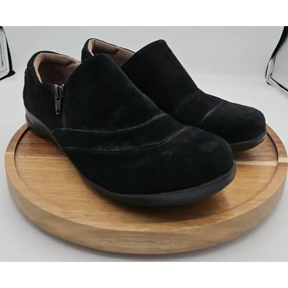 Naturalizer Natural Soul Shoes Womens 9.5 M Black Suede Slip On Zip